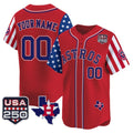 Custom Houston Astros America 250 Edition Vapor Premier Limited Red HOLBERT Stitched Jerseys