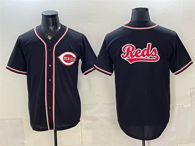 Cincinnati Reds Team Big Logo 2026 Fashion Replica Black HOLBERT Out Stitched Jersey