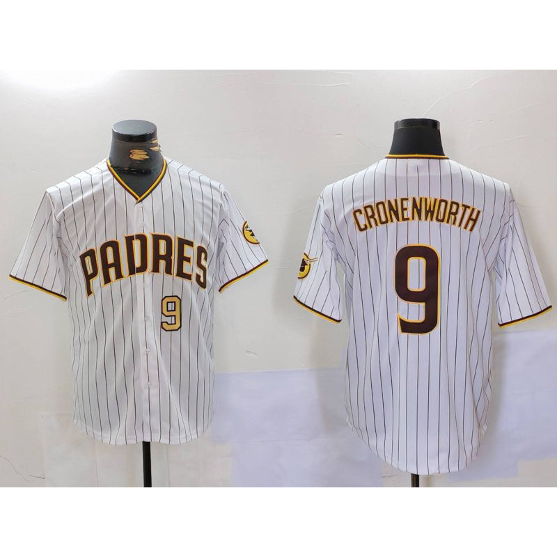 San Diego Padres #9 Jake Cronenworth White HOLBERT Team Logo Stitched Cool Base Jerseys