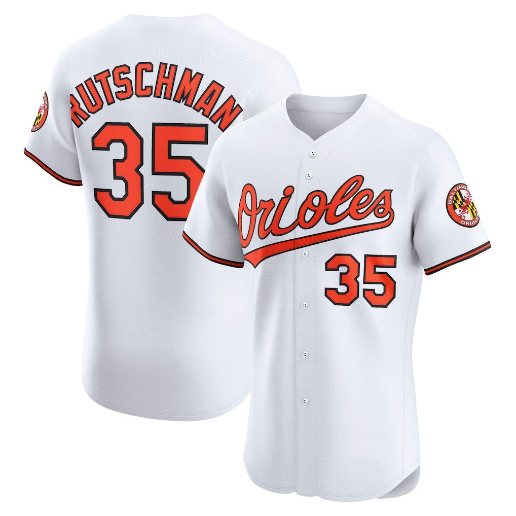 Baltimore Orioles #35 Adley Rutschman White HOLBERT Home Elite Jersey