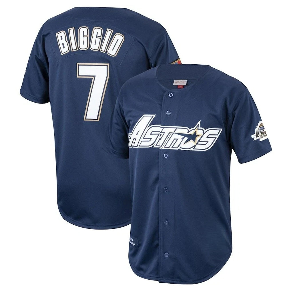 Houston Astros #7 Craig Biggio Player Navy HOLBERT Mitchell & Ness Cooperstown Collection 1994 Limited Stitched Jerseys