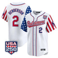 Baltimore Orioles #2 Gunnar Henderson Player White HOLBERT USA 250 Independence Day Vapor Premier Limited Home Game Stitched Jerseys
