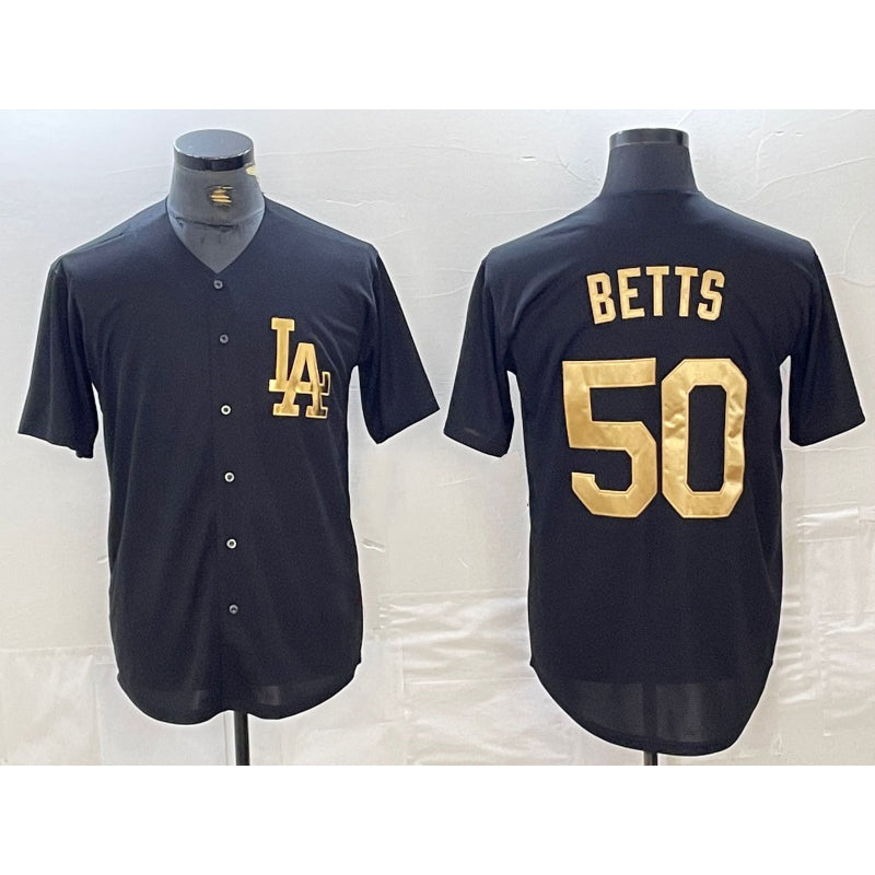 Los Angeles Dodgers #50 Mookie Betts Black Gold HOLBERT Cool Base Stitched Jersey