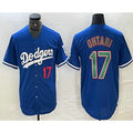 Los Angeles Dodgers #17 Shohei Ohtani Number Blue Green HOLBERT Stitched Cool Base Jersey 2