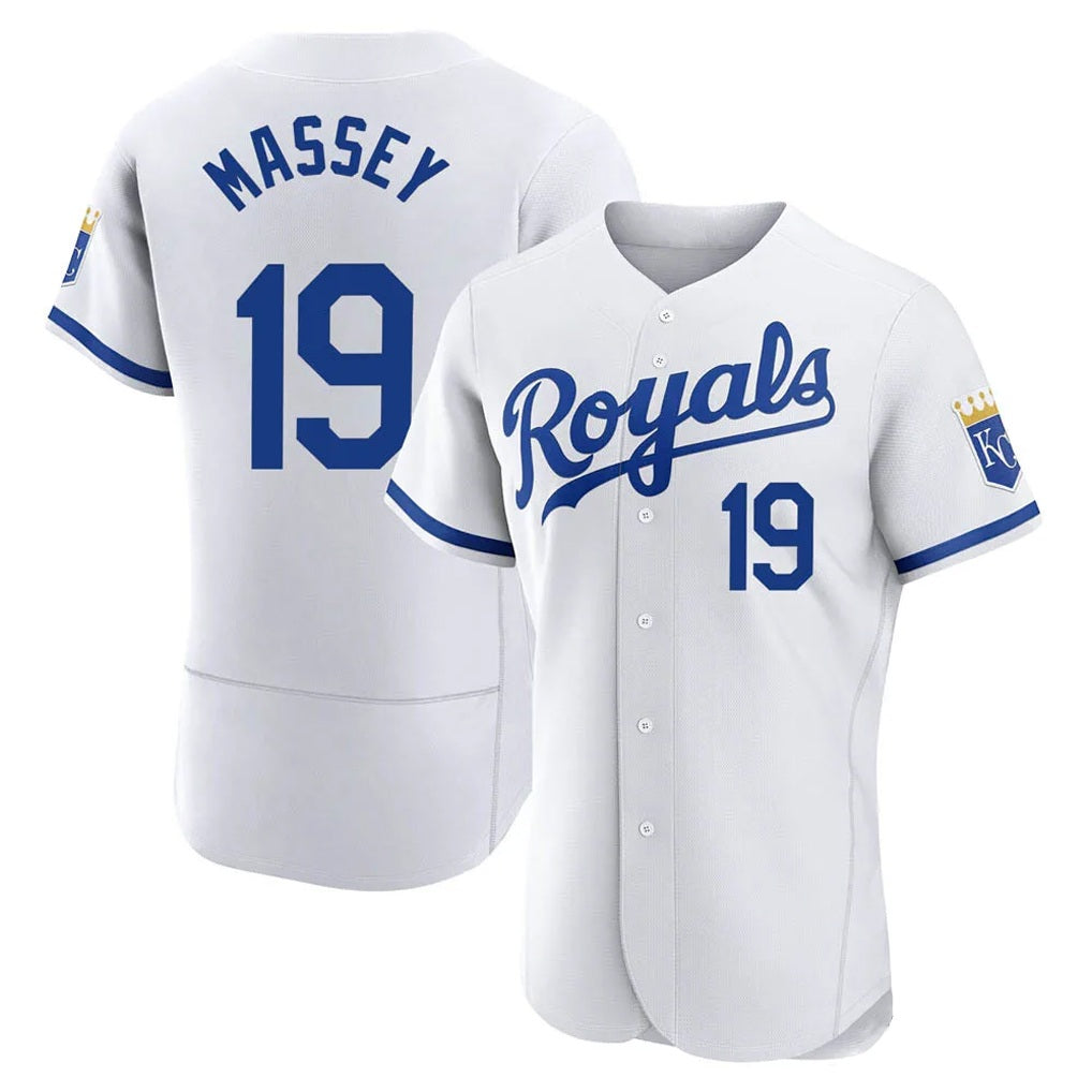 Kansas City Royals #19 Michael Massey Player White HOLBERT Limited Elite Home Game Stitched Jerseys