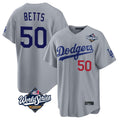 Los Angeles Dodgers #50 Mookie Betts Player Gray HOLBERT World Series Game Home Stitched Jerseys