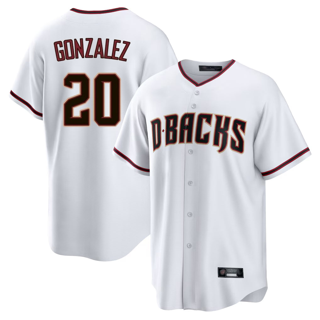 Arizona Diamondbacks #20 Luis Gonzalez Player White HOLBERT Home Game Stitched Jerseys