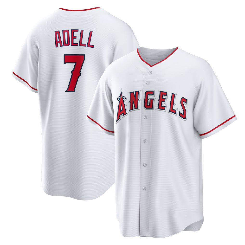 Los Angeles Angels #7 Jo Adell White HOLBERT Home Replica Jersey