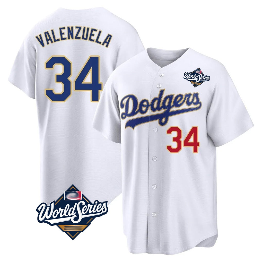 Los Angeles Dodgers #34 Fernando Valenzuela Player Gold White HOLBERT World Series 2026 Collection Stadium Limited Stitched Jerseys