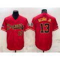 Atlanta Braves #13 Ronald Acuna Jr Red Gold HOLBERT World Series Champions Program Cool Base Stitched Jersey