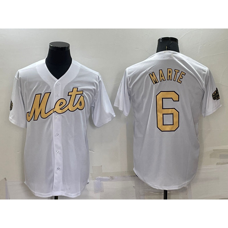 New York Mets #6 Starling Marte White HOLBERT 2022 All Star Stitched Cool Base Jersey