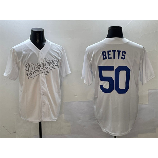 Los Angeles Dodgers #50 Mookie Betts White HOLBERT Fashion Cool Base Stitched Jersey