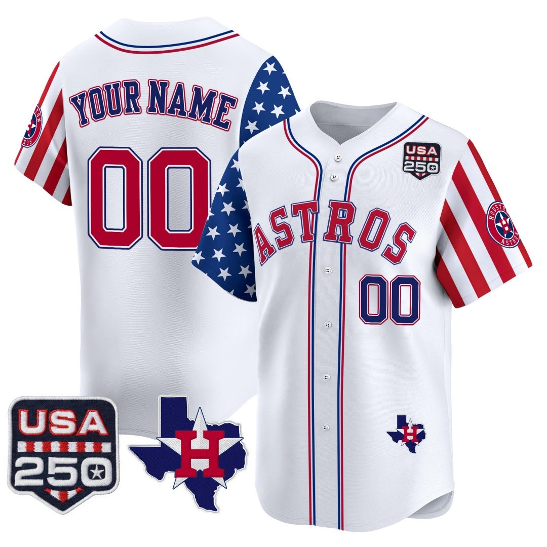 Custom Houston Astros America 250 Edition Vapor Premier Limited White HOLBERT Stitched Jerseys