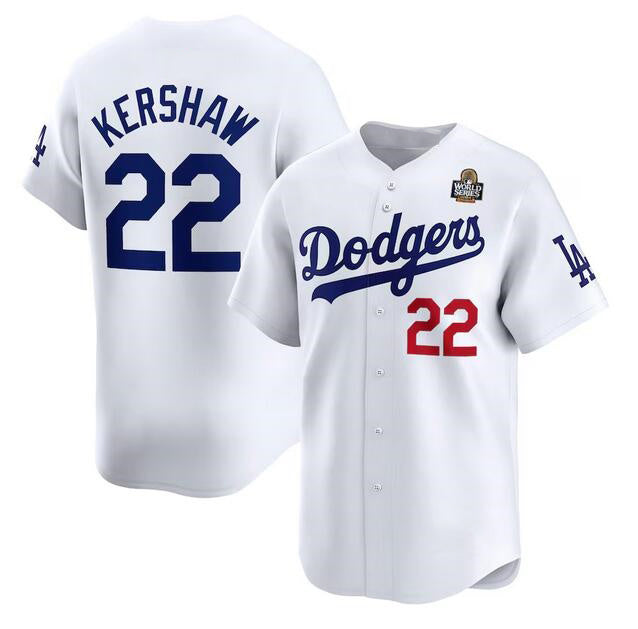 Los Angeles Dodgers #22 Clayton Kershaw White HOLBERT 2024 World Series Home Limited Stitched Jersey