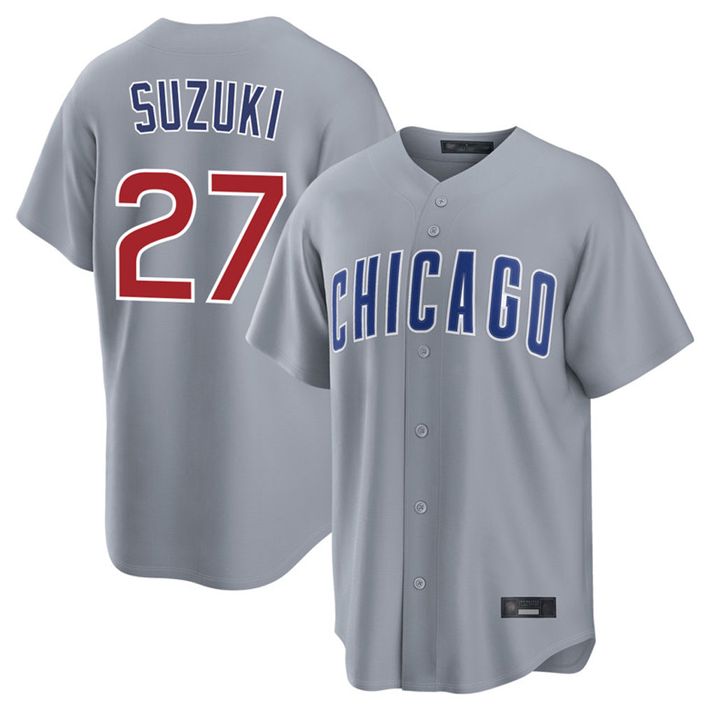 Chicago Cubs #27 Seiya Suzuki Player Gray HOLBERT Home Game Stitched Jerseys