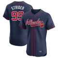 Atlanta Braves #99 Spencer Strider Player Navy HOLBERT Limited Elite Home Game Stitched Jerseys