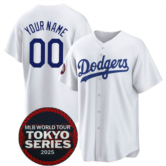 Custom Los Angeles Dodgers ACTIVE PLAYER White HOLBERT 2025 World Tour Tokyo Series Home Stitched Jersey