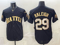 Seattle Mariners #29 Cal Raleigh Black Gold HOLBERT 50th Anniversary & AL West Division Champions Patch Vapor Limited Stitched ersey