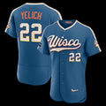 Milwaukee Brewers #22 Christian Yelich Mineral Blue HOLBERT 2026 City Connect Authentic Sponsor Patch Jersey