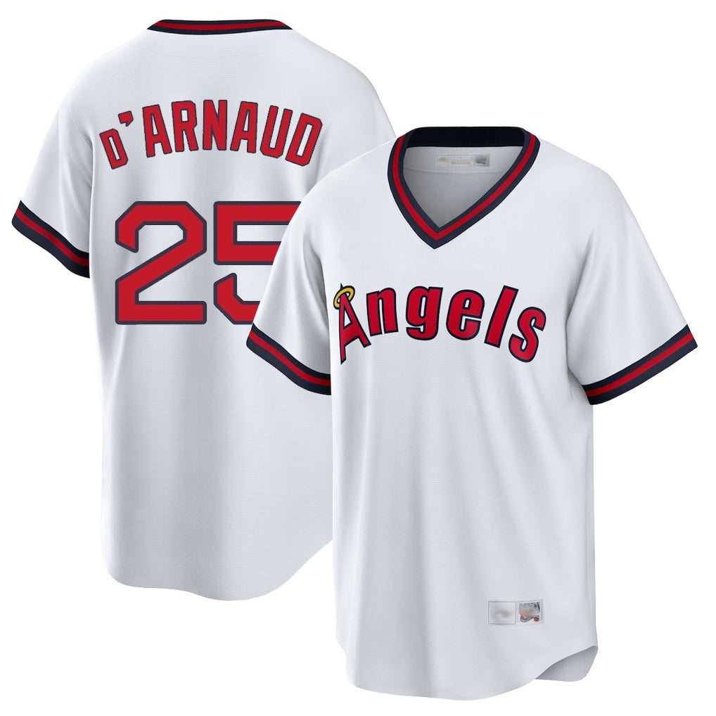 Los Angeles Angels #25 Travis d'Arnaud Player White HOLBERT T-shirt Home Game Stitched Jerseys