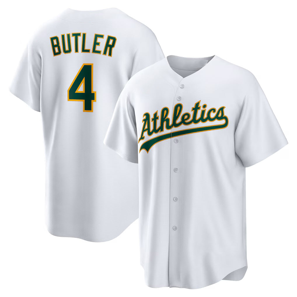 Oakland Athletics #4 Lawrence Butler White HOLBERT Home Replica Jersey