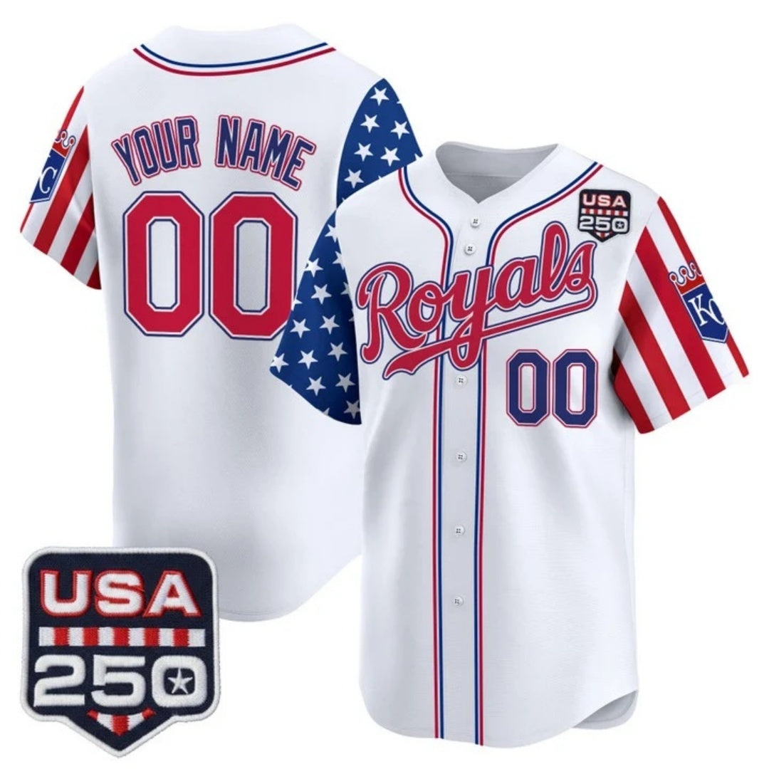 Custom Kansas City Royals America 250 Edition Vapor Premier Limited White HOLBERT Stitched Jerseys