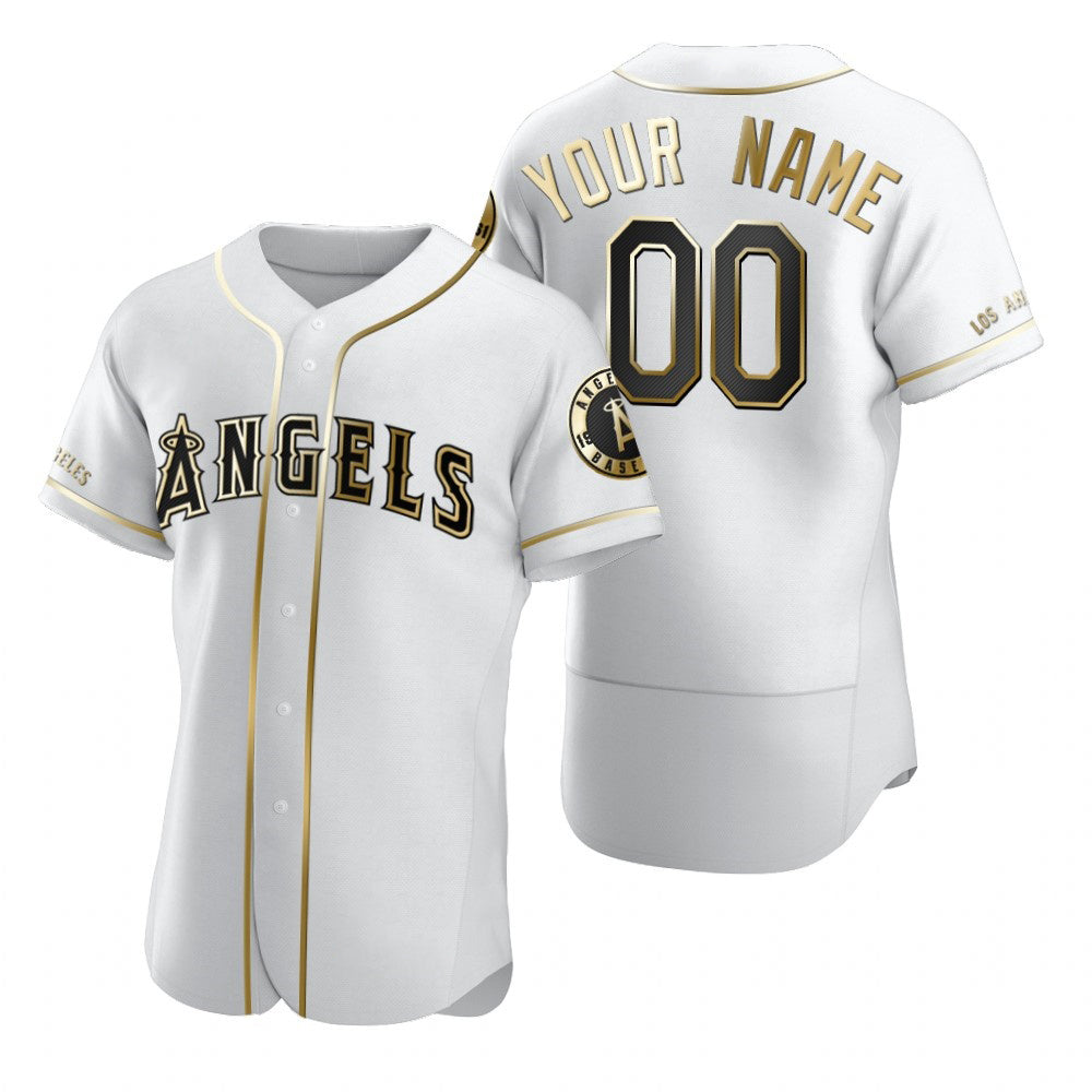 Custom Los Angeles Angels White HOLBERT Stitched Flex Base Golden Edition Jersey