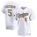 Los Angeles Dodgers #5 Freddie Freeman White HOLBERT 2025 Gold Collection Limited Stitched Jersey