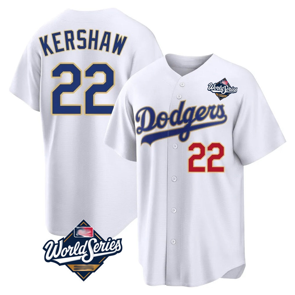 Los Angeles Dodgers #22 Clayton Kershaw Player Gold White HOLBERT World Series 2026 Collection Stadium Limited Stitched Jerseys