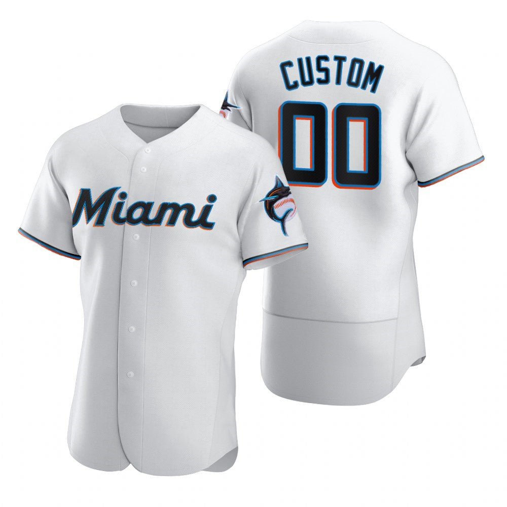 Custom Miami Marlins White HOLBERT 2020 Stitched Flex Base Jersey