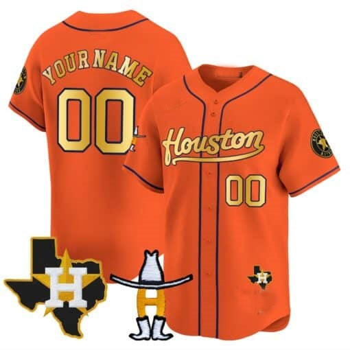 Custom Houston Astros Houston Rodeo Patch Vapor Premier Limited Jersey ¨C Orange HOLBERT
