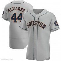Houston Astros #44 Yordan Alvarez Authentic Gray HOLBERT Road Jerseys