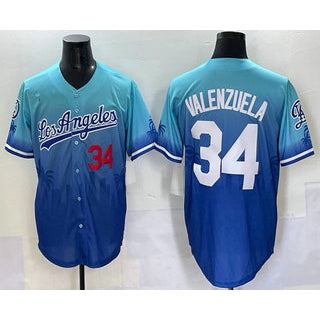 Los Angeles Dodgers #34 Fernando Valenzuela Blue HOLBERT 2025 City Connect Limited Stitched Jersey