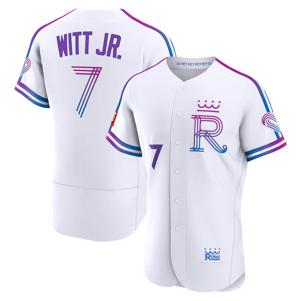 Kansas City Royals #7 Bobby Witt Jr. White HOLBERT 2026 City Connect Authentic Sponsor Patch Jersey