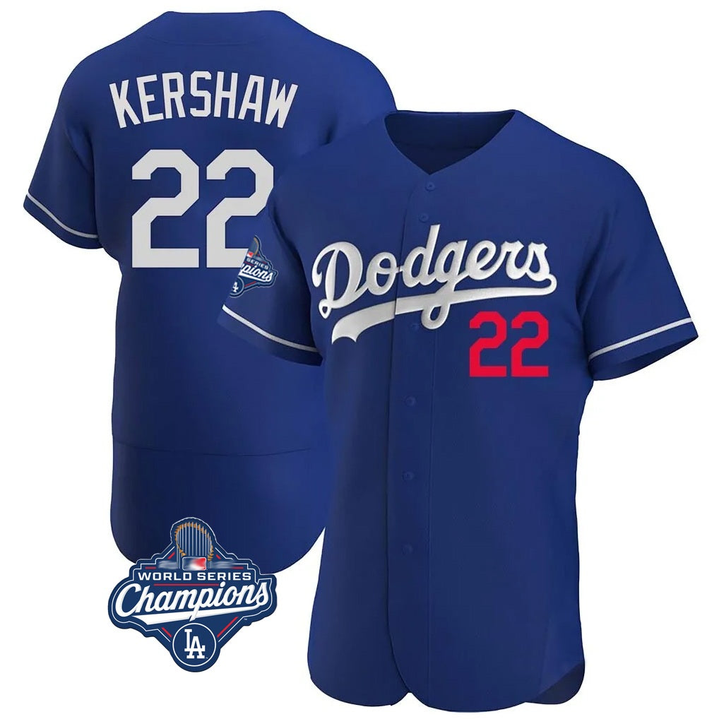 Los Angeles Dodgers #22 Clayton Kershaw Player Royal HOLBERT World Series Meet Limited Elite Home Stitched Jerseys