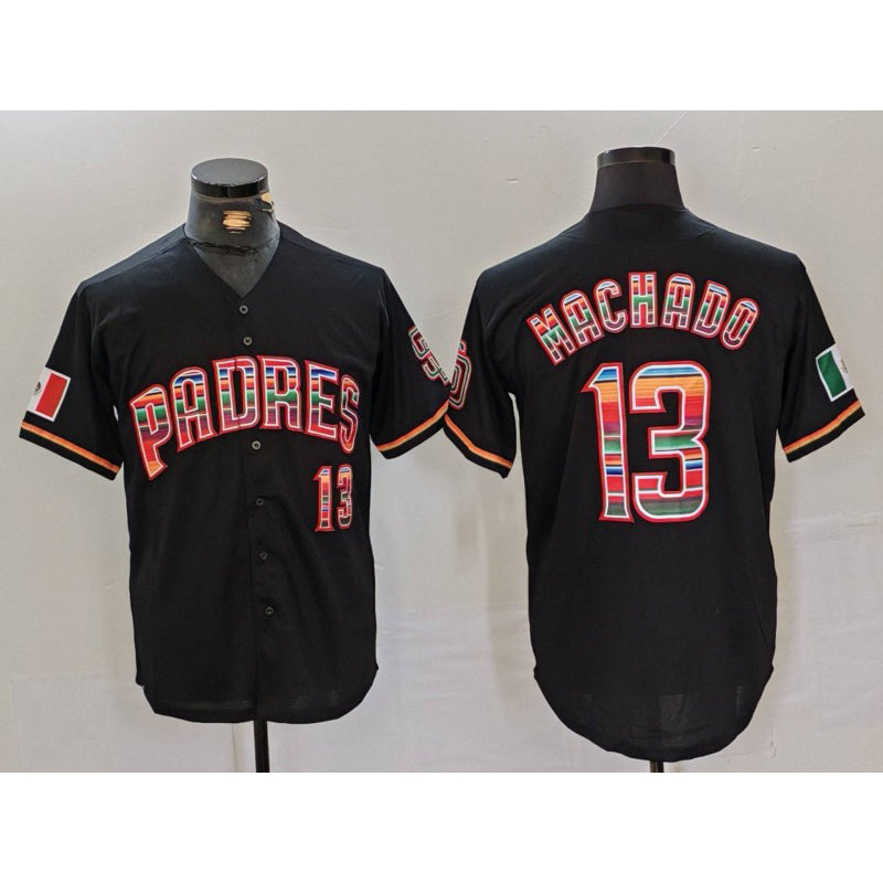 San Diego Padres #13 Manny Machado Black HOLBERT Mexico Cool Base Stitched Jersey