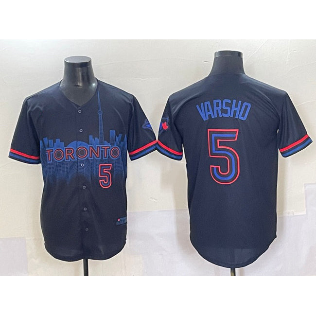 Toronto Blue Jays #5 Daulton Varsho Navy HOLBERT 2024 City Connect Limited Stitched Jersey