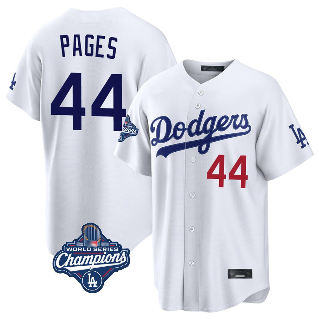 Los Angeles Dodgers #44 Andy Pages Player White HOLBERT World Series Meet Home Game Stitched Jerseys