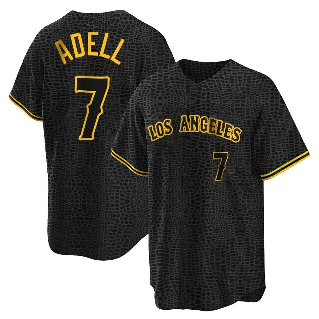 Los Angeles Angels #7 Jo Adell Player Black HOLBERT Snake Skin City Game Home Stitched Jerseys