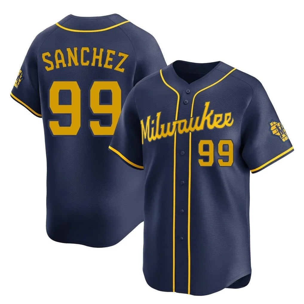 Milwaukee Brewers #99 Gary Sanchez Player Navy HOLBERT Home Limited Stitched Jerseys