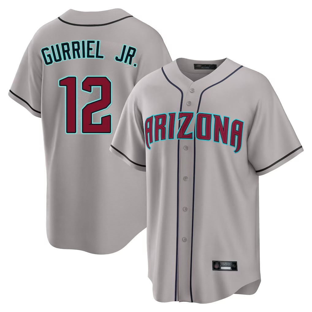 Arizona Diamondbacks #12 Lourdes Gurriel Jr Player Gray HOLBERT Road Home Game Stitched Jerseys