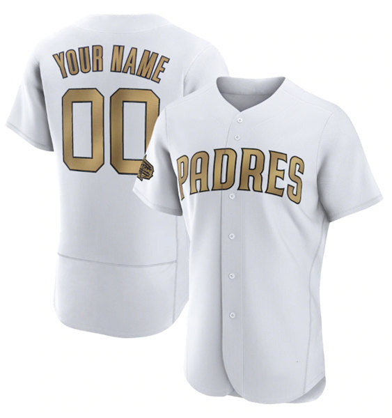 Custom San Diego Padres Active Player White HOLBERT 2022 All-Star Flex Base Stitched Jersey