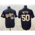 Los Angeles Dodgers #50 Mookie Betts Black Gold HOLBERT 2025 World Series Champions Patch Limited Stitched Jersey