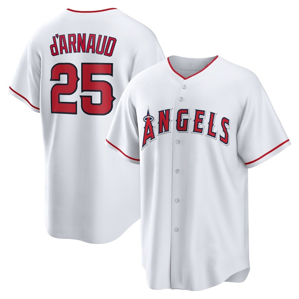 Los Angeles Angels #25 Travis d'Arnaud White HOLBERT Home Replica Jersey