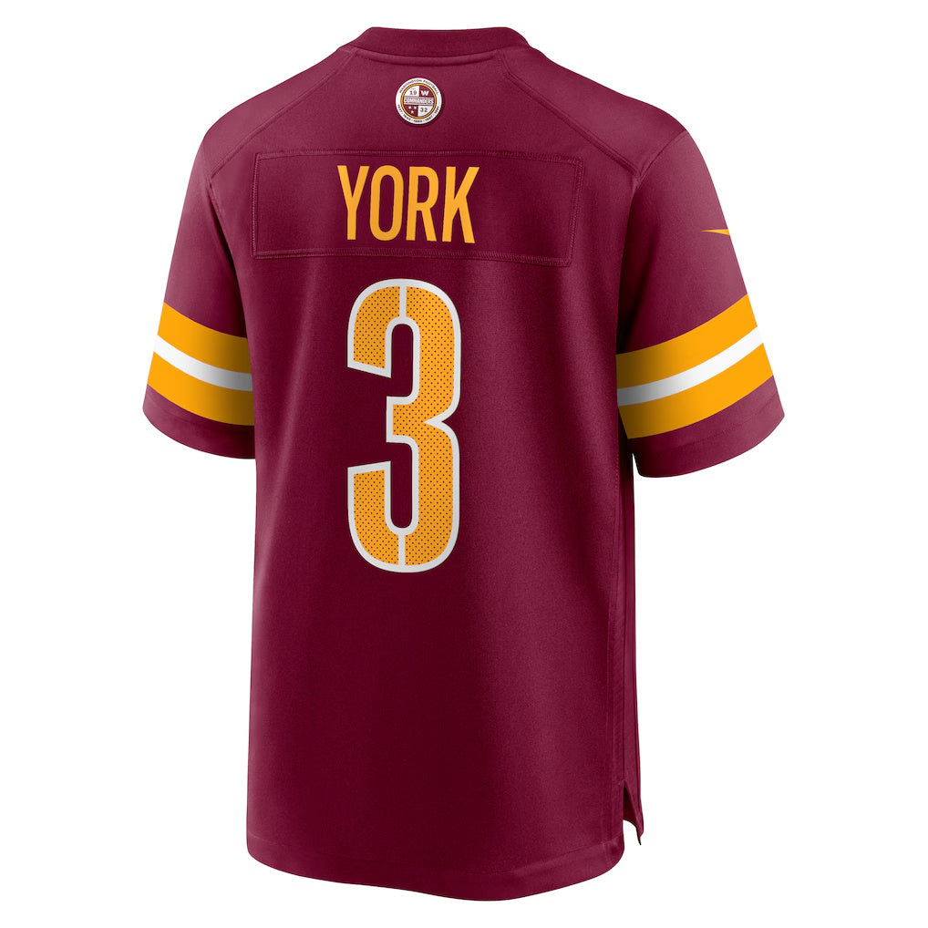 W.Commanders #3 Cade York Burgundy HOLBERT Game Jersey