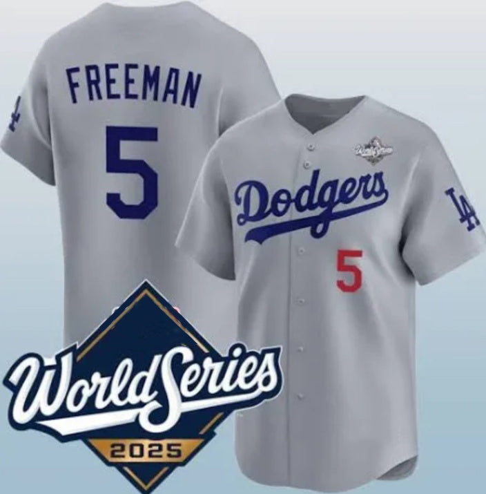 Los Angeles Dodgers #5 Freddie Freeman Gray HOLBERT 2025 World Series Limited Stitched Jersey