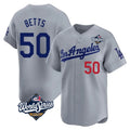 Los Angeles Dodgers #50 Mookie Betts Player Gray HOLBERT World Series Limited Home Stitched Jerseys