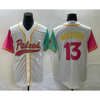 San Diego Padres #13 Manny Machado White HOLBERT NEW 2023 City Connect Cool Base Stitched Jersey