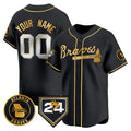Custom Atlanta Braves Black Gold HOLBERT 2024 Spring Training Patch Limited Stitched Jersey