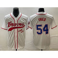 Atlanta Braves #54 Max Fried White HOLBERT Cool Base With Patch Stitched Jersey 2